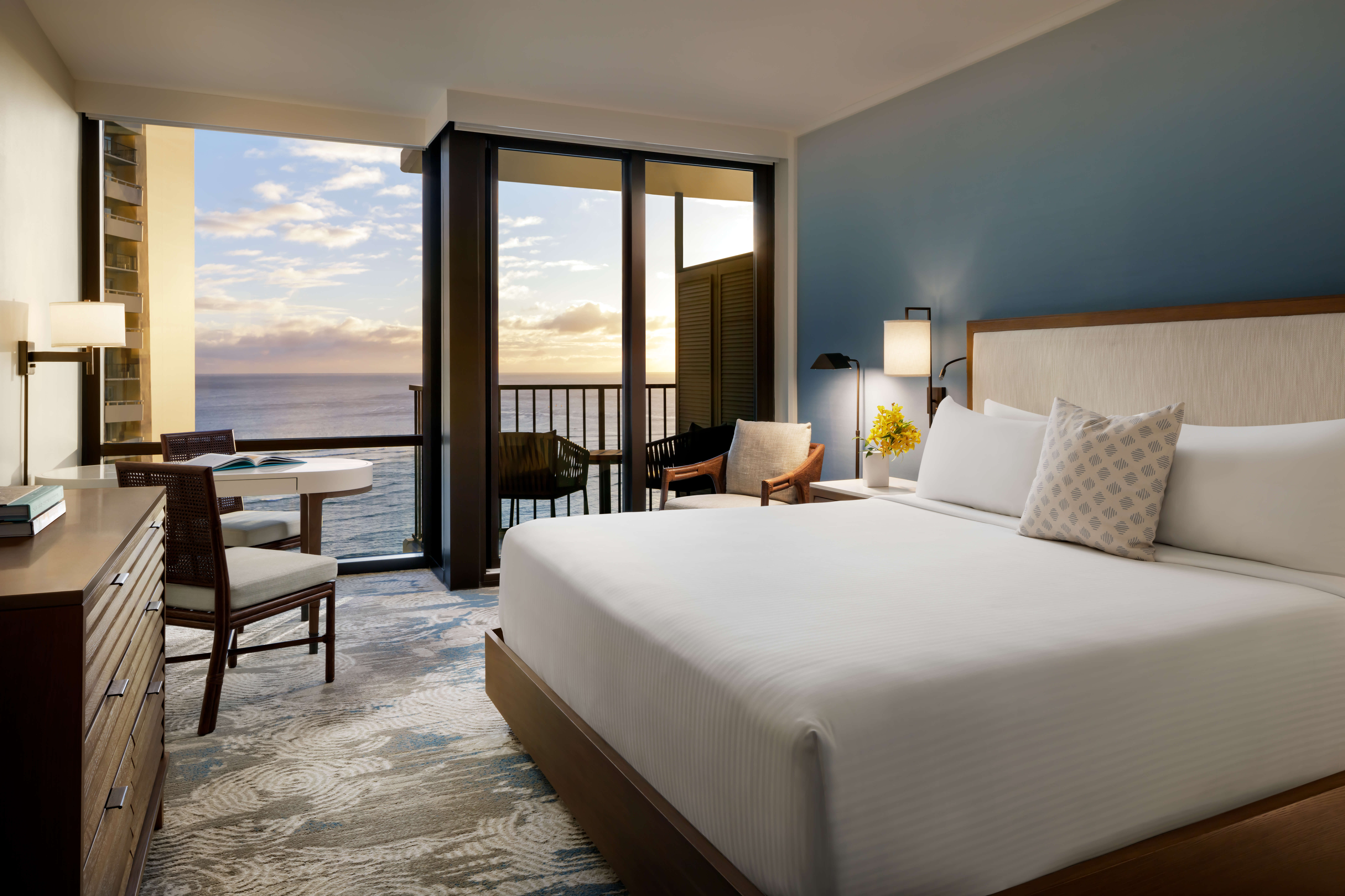 Room with ocean view at sunset